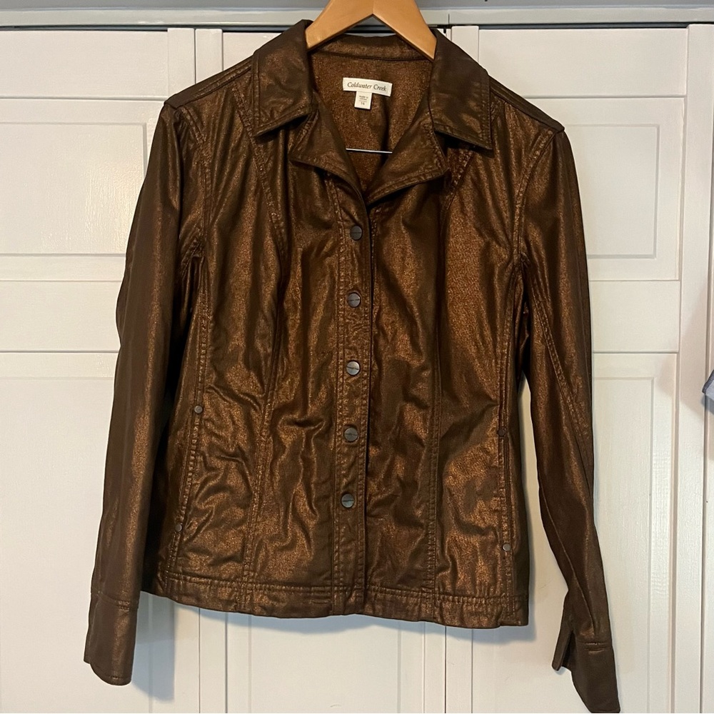 Coldwater Creek Light Jacket / Top in Coppery Metallic Brown NWOT Fits like a 12